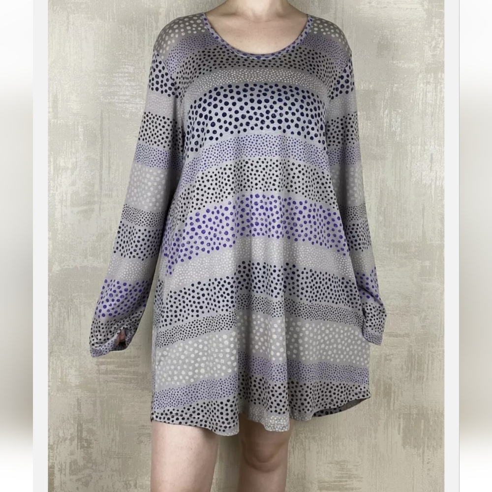 Gudrun Sjoden Dotted Long Sleeve Dress in Gray and Lavender